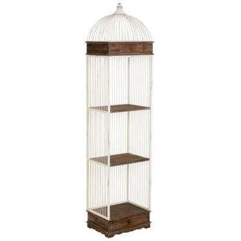 Estantería de Madera y Metal Blanca con 3 Baldas y 1 Cajón - Alexandra House Living