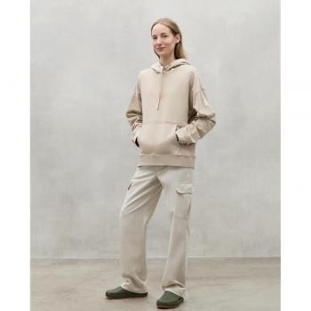 Sudadera de mujer con capucha y bolsillo de canguro Ecoalf Manisa beige, casual, algodón orgánico, sostenible