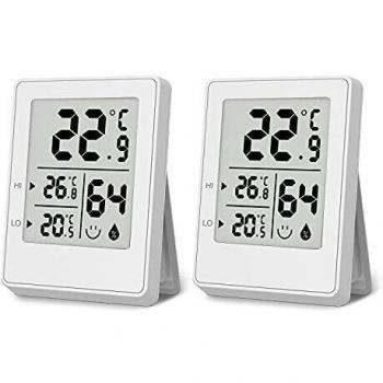 Termómetro Higrómetro Digital para Interior 2 Piezas, Termohigrómetro Mini Medidor de Temperatura Medidor Profesional de Humedad para Casa, Habitación de Bebés, Sala, Oficina, Blanco