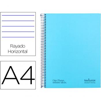 Navigator A4 - Cuaderno espiral 120h 80gr horizontal celeste