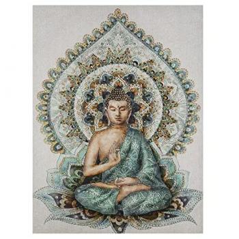 Cuadro decorativo de lienzo impreso de Buda 58x78cm, Atmosphera Lienzo Impreso Buda Decoración Azul Meditación Arte, Lienzo estampado «Bouddha» 58 x 78