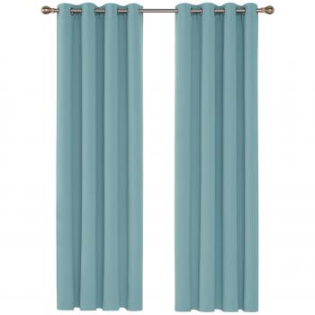 Deconovo Cortina Opaca Gruesa Decór Ventana Accesorios para Habitacion Matrimonio Estilo Moderno Elegante con Ojales 2 Piezas 140 x 280 cm Azul Cielo