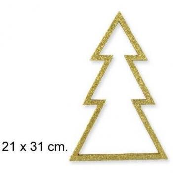 Árbol de Navidad de Madera con Adornos Dorados 21x31cm