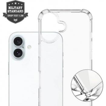 Funda híbrida 4smarts Ibiza para Apple iPhone 16, transparente, carga inductiva, resistente a golpes