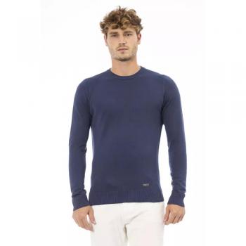 Baldinini Trend Blue Modal Crew Neck Sweater - IT50 | L, Round-neck Knitwear, Male, Blue