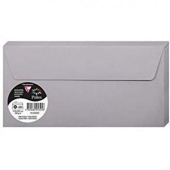 Sobre autoadhesivo Pollen 110 x 220 mm - 120 g - Gris koala - Paquete de 20 unidades