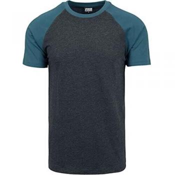 Urban Classics Men's Raglan Contrast T-Shirt - Grey/Blue - S to XXL