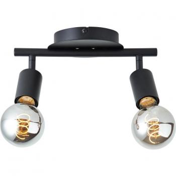 Lámpara de Techo Tiffany 2 Focos E27, Metal Negro Mate, Ajustable, 12 x 26 x 14 cm