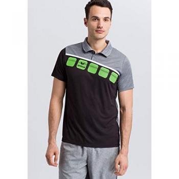 Erima 5-C Short Sleeve Polo Shirt Black/Grey Marl/White S Male