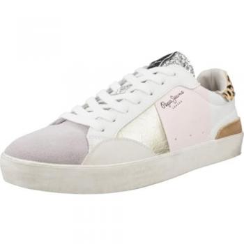 Zapatillas Bajas Pepe Jeans Lane Sweet Mujer Color Blanco/Rosa/Dorado Talla 39