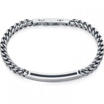 Pulsera Viceroy Magnun de acero con placa y esmalte negro