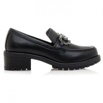 Mariamare - Mocasines de tacón de mujer con detalle metalizado, zapatos planos casuales, cierre con cremallera, modelo 63523 en color negro