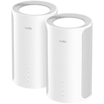 Cudy BE11000 Pack de 2 Routers Tri-Band Wi-Fi 7 Mesh 2.5G con Tecnología MLO, Servidor y Cliente VPN, Ethernet 2.5Gbps, Soporta hasta 200 Disposit