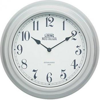 Reloj de Pared Living Nostalgia Gris Analógico 25.5 cm Estilo Vintage