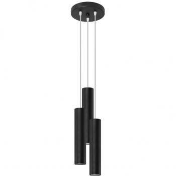 Lámpara colgante Lagos Cluster Acero Negro 3 bombillas 110cm, características: diseño moderno, material acero negro, dimensiones: altura 110 cm, diámetro de las bombillas 20 cm, potencia máxima de 40 W