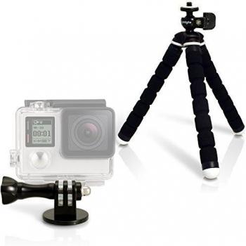 igadgitz Ligera Pequeño Universal Flexibles Mini Trípode Portátil y Adaptador Soporte con Tornillo Fijador para GoPro Hero5 Negro, Hero5 Session, Hero4, Hero3+, Hero3, Hero2, Hero1, Hero Session