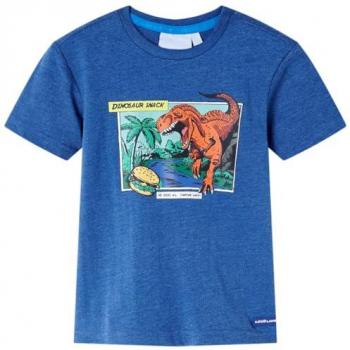 Camiseta Infantil con Estampado de Dinosaurio Azul Oscuro 92