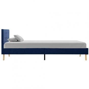vidaXL Estructura Cama Tela Somier Mobiliario Decoración Hogar Casa Clásica Práctica Cómoda Moderna Robusta y Duradera Sin Colchón Azul 100x200cm