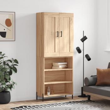 Aparador alto de madera multicapa color roble Sonoma 69,5x34x180 cm