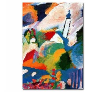 Impresión sobre Lienzo Kandinsky Murnau con Iglesia, Poliéster, Multicolor, 50x3x70 cm