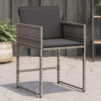 Sillas de jardín con almohadas 4 piezas gris en Polyrattan