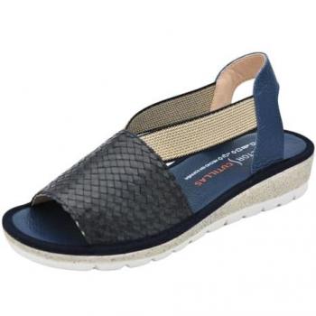 Sandalias Doctor Cutillas 35328 para mujer en color marino, elástico, piel trenzada, planilla extraíble y suela antideslizante, talla 41
