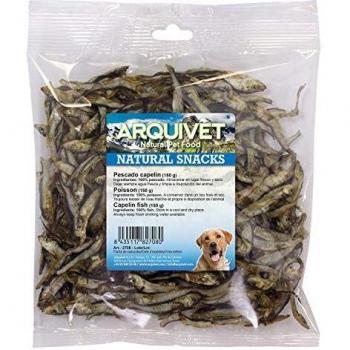 ARQUIVET Pescado capelín 150 gr - Snacks 100% Naturales para Perros - Chuches, golosinas, premios, recompensas, chucherías caninas - Alimento complementario para Perros