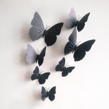 12 Pieces 3D Butterfly Stickrs Fashion Design DIY Wall Decoration House Decoration Babyroom Decoration-BLACK by ZooYoo