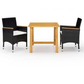 3-Piece Black Garden Dining Set