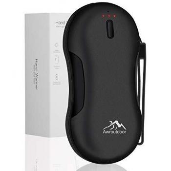 Awroutdoor Calentador de Mano Recargable, 9000mAh Carga Rápida Calentadores de Manos Bolsillo USB, Alta capacidad Power Bank Calentador de Mano eléctrico de Reutilizable para Esquiar, Acampar, Caminar