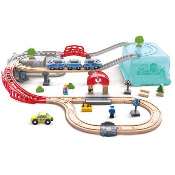 Hape 2-in-1 City Train Set with Storage Box