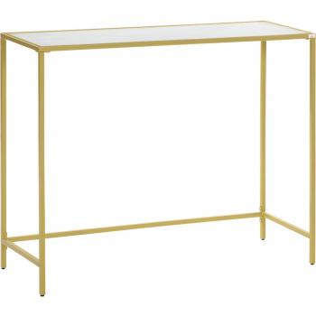 HOMCOM Mesa Consola con Vidrio y Marco de Acero 100,5x35,5x80 cm Blanco