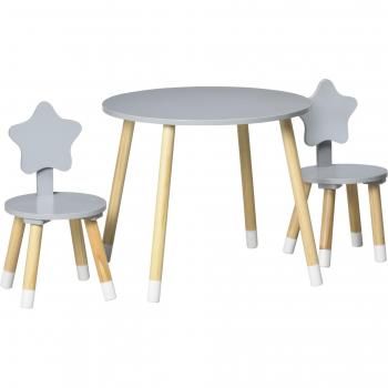 HOMCOM Juego de Mesa y 2 Sillas de Madera para Niños - Gris
