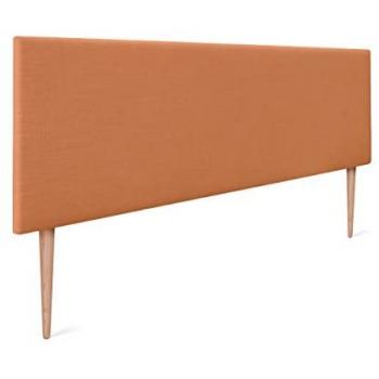 Cabecero de Lino Natural Liso Tapizado para Cama en Dormitorio Moderno, Color Naranja, Tamaño 150x105cm con Patas (Camas 150/160)