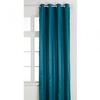 Cortina Jacquard Rayas Chenilla Verticales Azul Canard 135 x 260 cm con Ojal