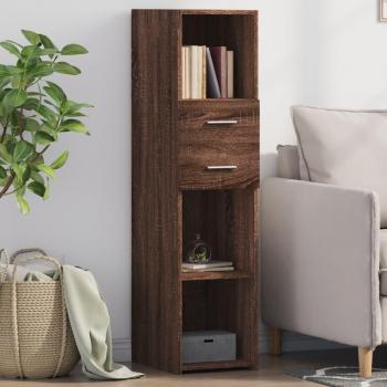 Armario aparador alto de madera de roble marrón 30x42,5x124 cm multicapa