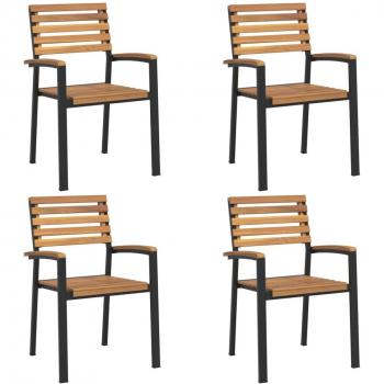 Acacia Wood and Metal Stackable Garden Chairs - Set of 4