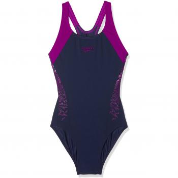 Speedo Boom Splice Racerback Bañador, Mujer, Azul Marino
