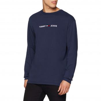 Tommy Jeans Hombre Small Text Camisa Manga Larga  Azul