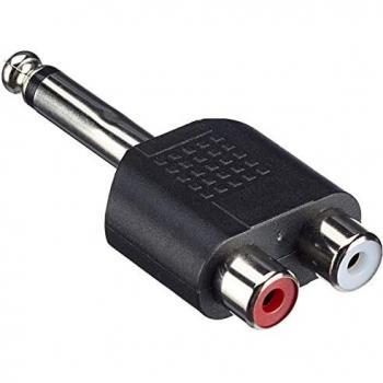 Adaptador de Audio InLine 6,3mm Mono a 2x Cinch Macho a Hembra Negro