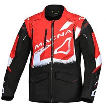 Chaqueta de Enduro Macna Landmark Negro-Rojo-Blanco, características: diseño optimizado para motocross, color negro con detalles en rojo y blanco, talla XL