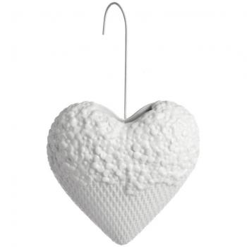 La Porcellana Leopoldina Flujo de humidificador, diseño de corazón, Color Blanco, 18 cm