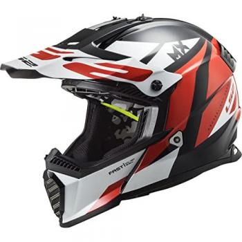 Casco de motocross LS2 MX437 Fast Evo Strike negro/blanco/rojo - XXS