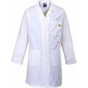 Bata ESD Antiestática Blanca Portwest, Tamaño M, Modelo AS10