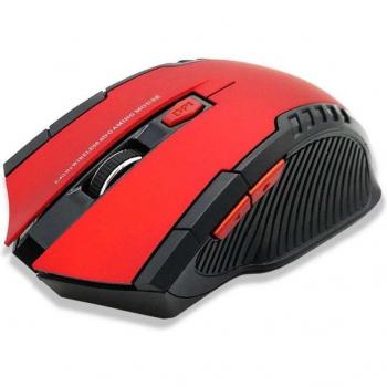 Ratón Gaming Inalámbrico Óptico Rojo 1600 DPI con 6 Botones y Receptor USB 2.0 Compatible con PC y Laptop Windows