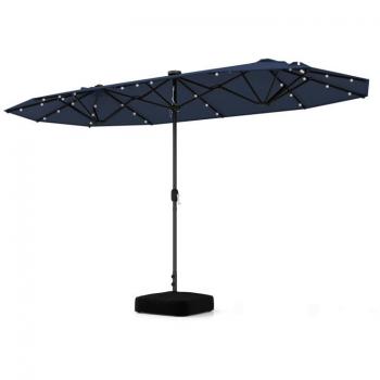 13-Foot Twin Patio Umbrella with Solar LED Lights