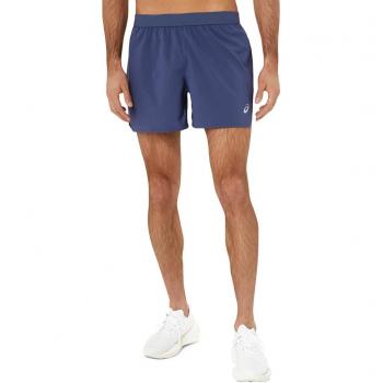 ASICS Road 5 Inch Pantalones Cortos para Hombres - Color Azul Oscuro, con tejido ligero y transpirable, diseño de secado rápido, cintura elástica con cordón ajustable, detalles reflectantes para mayor visibilidad y