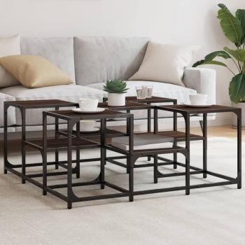 Mesa de centro de madera de ingeniería 91x91x40 cm en color negro, roble sonoma y roble ahumado, ideal para salón o comedor, también conocida como mesita auxiliar o mesa de café