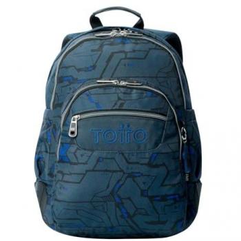 Mochila Escolar Grande TOTTO Rayol Zolid, Capacidad 19 L, 3 Compartimentos, 2 Bolsillos para Botella, Bolsillo para PC de 14, Espaldar Ergonómico con Flujo de Aire