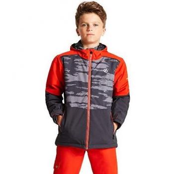 Dare 2b Aviate Waterproof Breathable High Loft Insulated Reflective Ski Snowboard Jacket with Snowskirt and Elasticated Hood Chaqueta, Infantil, Gris ébano/Aluminio, 14